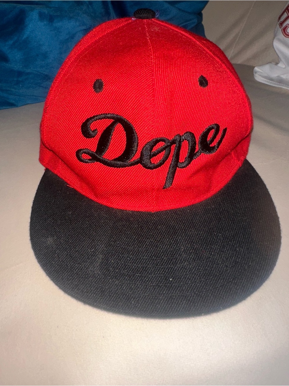DOPE Red Crown with Black Brim Snapback Hat
